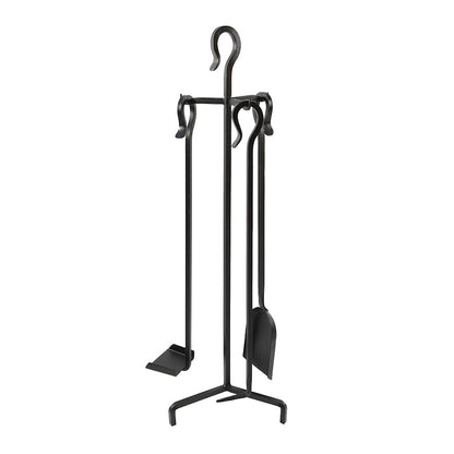 ACHLA Berlin 32in Fireplace Tool Set | Wrought Iron Black Powder Coating | Hearth & Woodstove Accessory | 9 x 9 x 32 in | Model WR-43