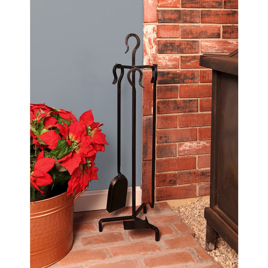 ACHLA Berlin 32in Fireplace Tool Set | Wrought Iron Black Powder Coating | Hearth & Woodstove Accessory | 9 x 9 x 32 in | Model WR-43