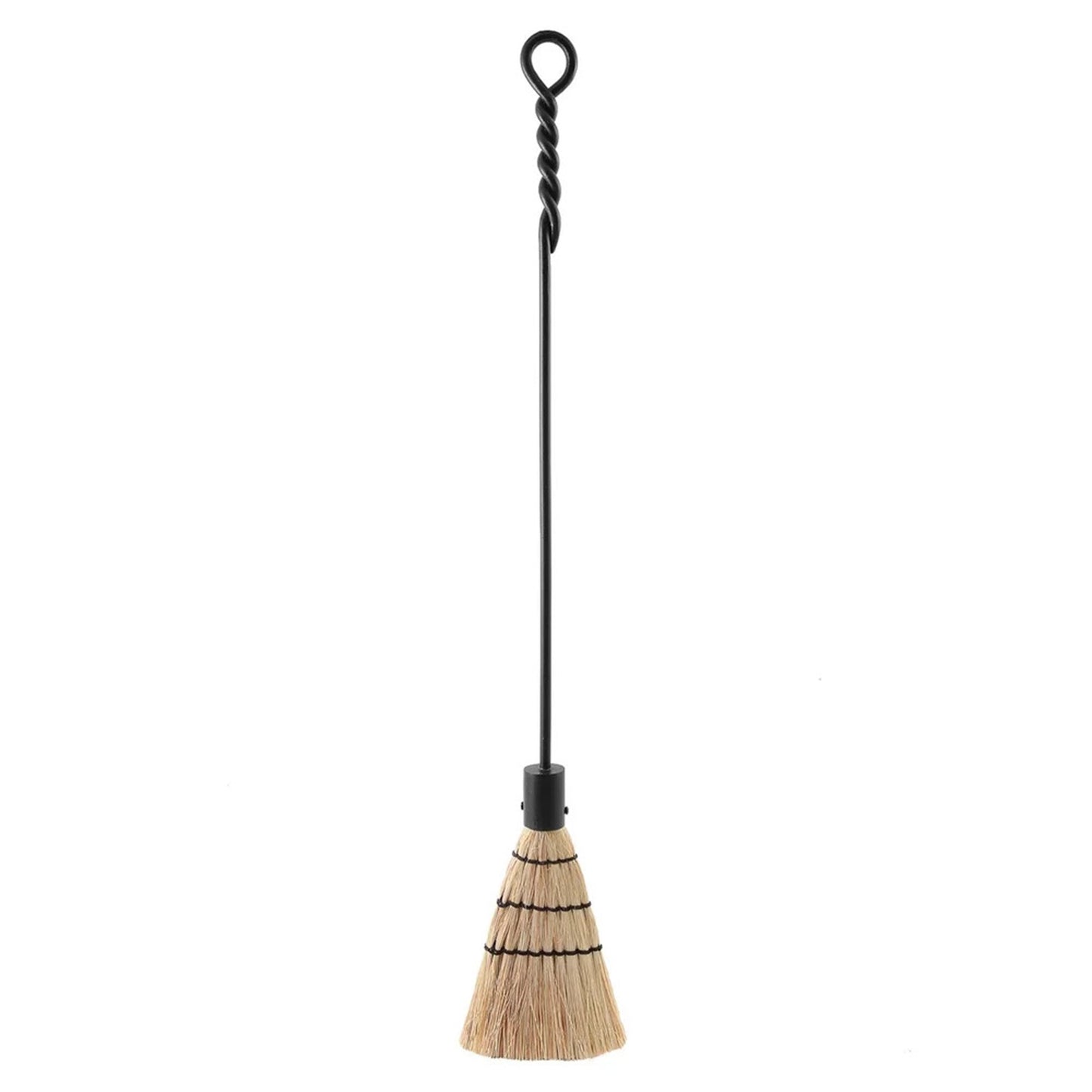 Minuteman International Extra Long Rope Design Brush 36in | Black Wrought Iron Fireplace Tool | Hearth & Fireplace Cleaning | Model WRL-02B
