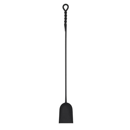 Minuteman International WRL-02S 36in Extra Long Rope Design Shovel | Black Powder Coated Wrought Iron | Fireplace & Hearth Tool | Model WRL-02S
