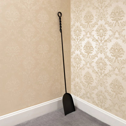Minuteman International WRL-02S 36in Extra Long Rope Design Shovel | Black Powder Coated Wrought Iron | Fireplace & Hearth Tool | Model WRL-02S