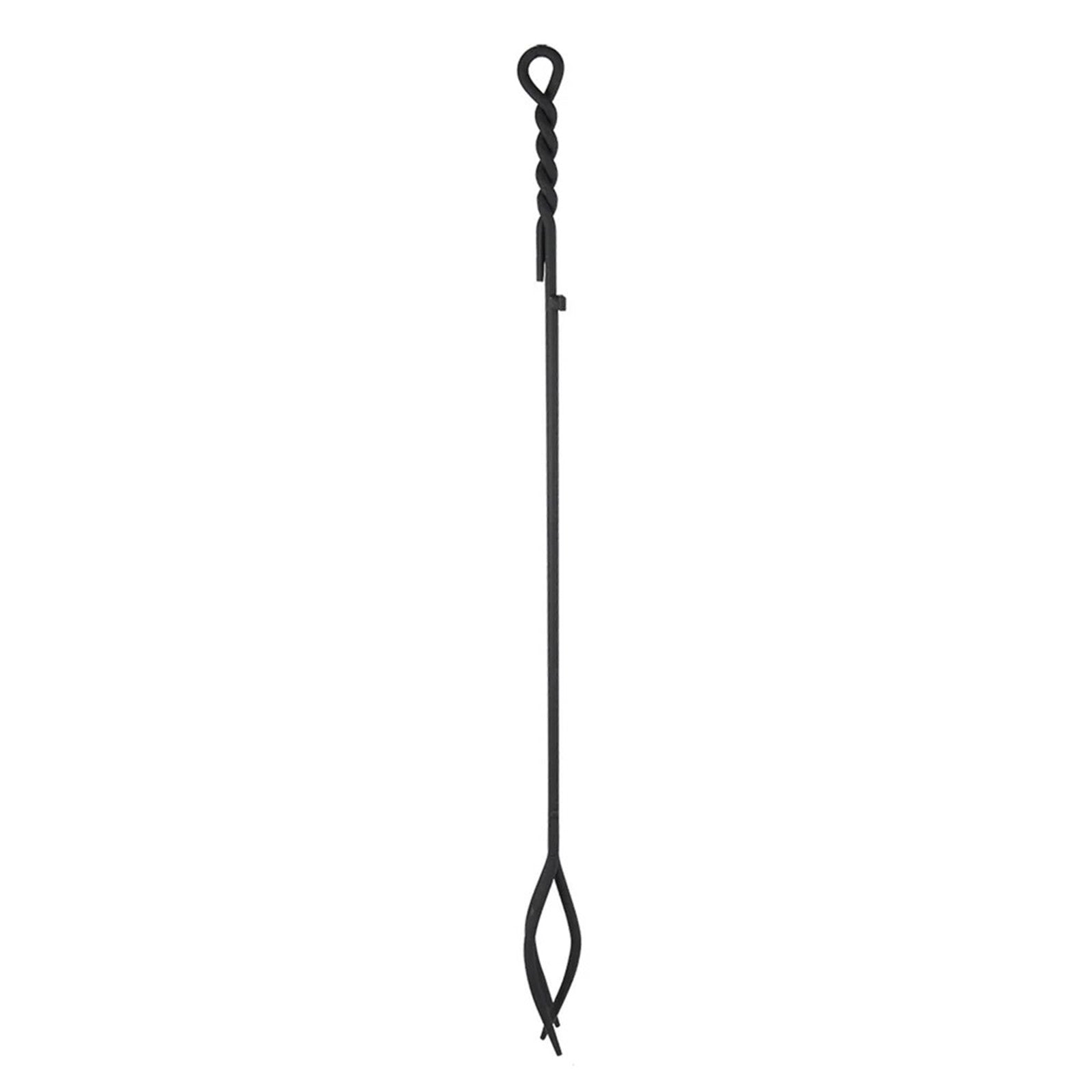 Minuteman International WRL-02T 36in Extra Long Rope Design Tongs | Black Wrought Iron Fireplace Tool | Hearth & Wood Stove Accessory | Model WRL-02T