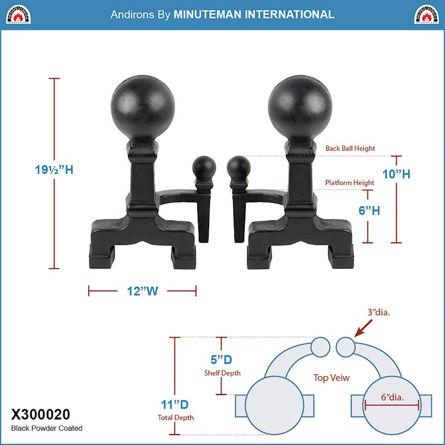 Minuteman International Ball Andirons