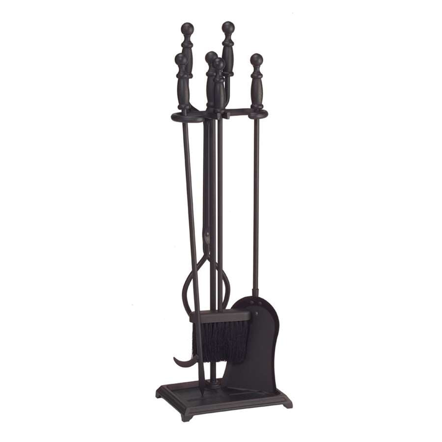Minuteman International Black 4-Tool Fireplace Tool Set | Iron with Black Finish | Hearth & Living Room Fireplace Accessory | 30 in H | Model X300460