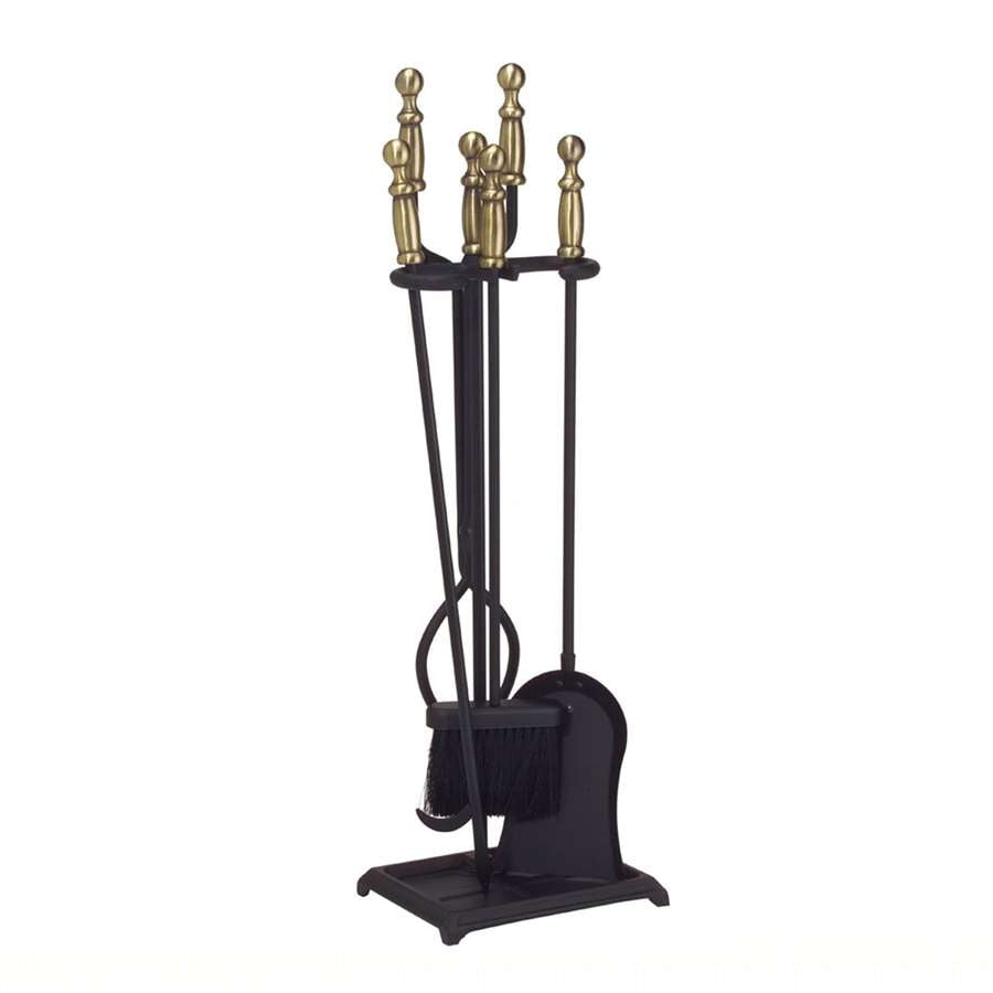 Minuteman International X300951 30in Iron Fireplace Tool Set | Antique Brass Plated and Black | Hearth & Living Room | Model X300951