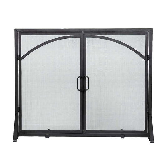 Minuteman International X800280 Arched Black Wrought Iron Fireplace Screen | Traditional Double-Door Design | Living Room & Hearth | Model X800280