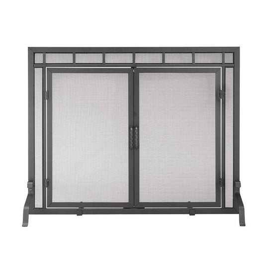 Minuteman International Mission-Style Fireplace Screen | Black Wrought Iron | Living Room & Hearth Safety | 39 x 5 x 31 in | Model X800285