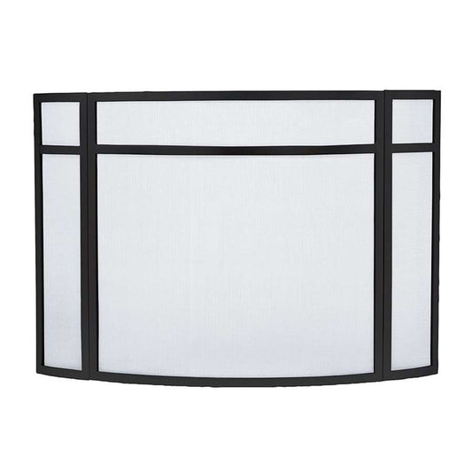 Minuteman International X800493 31in Black Wrought Iron Fireplace Screen | Traditional 3-Panel Curved | Living Room & Hearth Safety | Model X800493