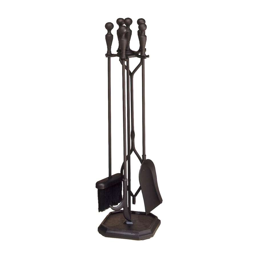 Minuteman International Black 4-Tool Fire Set | Traditional Iron Fireplace Tools | Living Room & Hearth Accessory | 8 x 8 x 29.5 in | Model X810342