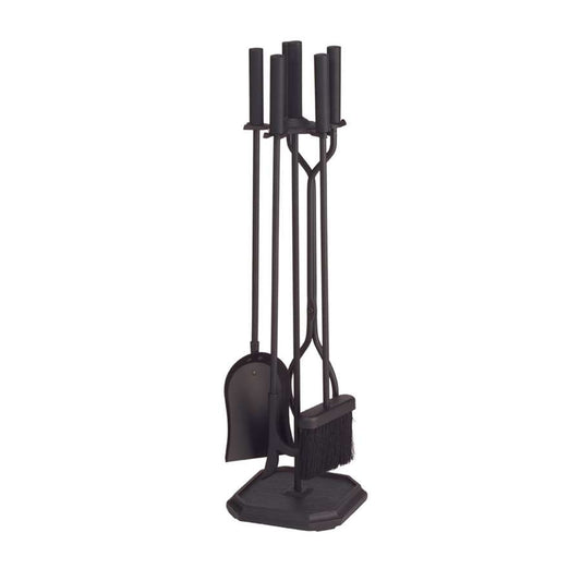 Minuteman International Black 4-Tool Fireplace Tool Set | Iron with Black Finish | Hearth & Living Room Fireplace Accessory | Model X810842