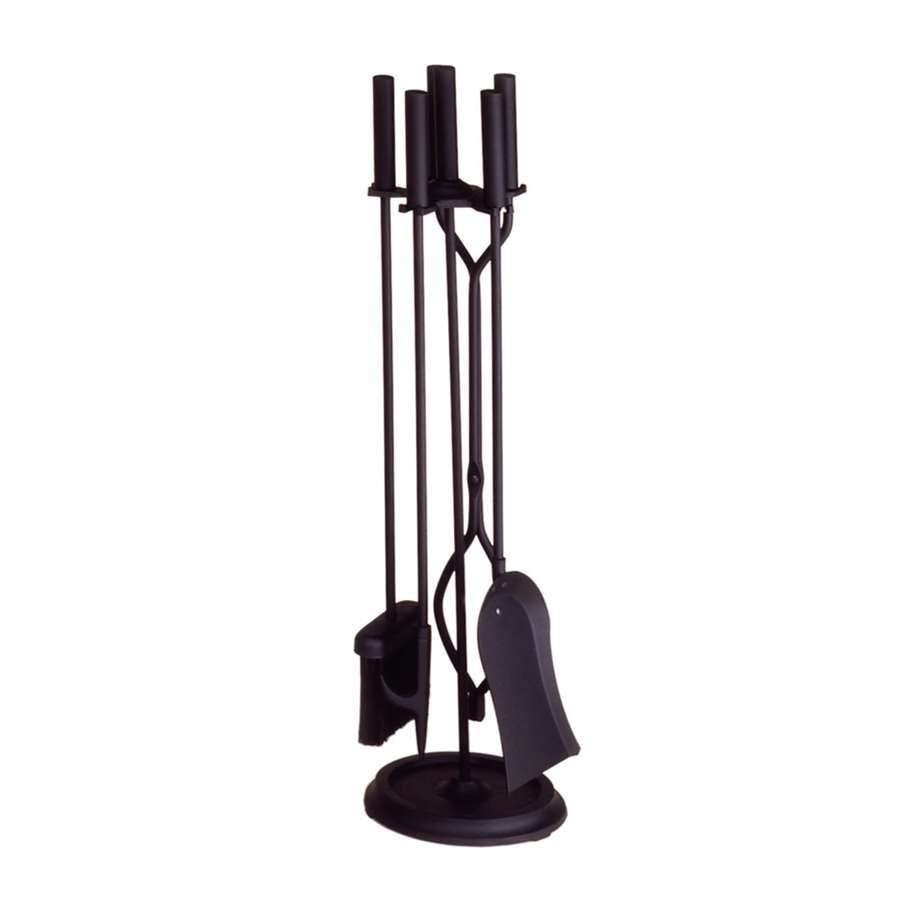 Minuteman International Black 4-Tool Fireplace Tool Set | Wrought Iron with Brass and Steel Rods | Hearth & Living Room Fireplace | Model X830842