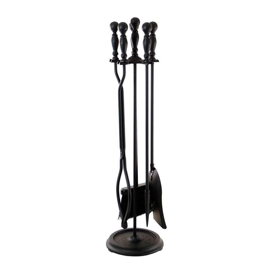 Minuteman International Black 4-Tool Fireplace Tool Set | Wrought Iron Finish | Hearth & Living Room Fireplace Accessory | Model X830942