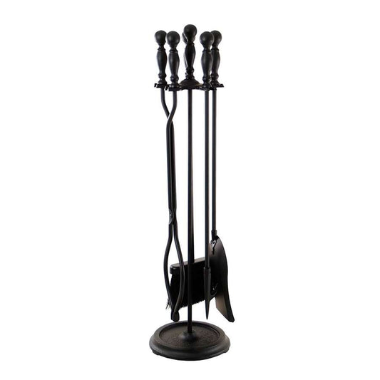Minuteman International Black 4-Tool Fireplace Tool Set | Wrought Iron Finish | Hearth & Living Room Fireplace Accessory | Model X830942