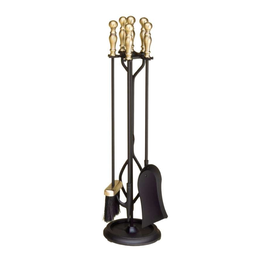 Minuteman International Fireplace Tool Set | Antique Brass and Black Iron | Living Room & Hearthside Accessory | 8 x 8 x 30 in | Model X830947