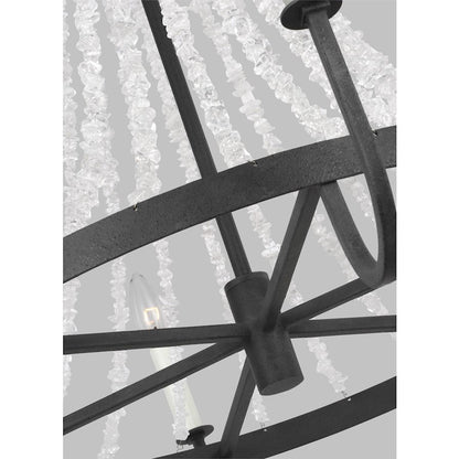 6 Light Medium Chandelier, Dark Weathered Zinc