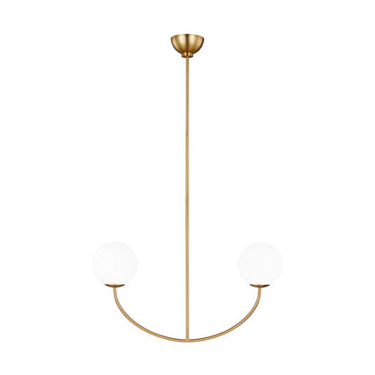 Visual Comfort Studio Galassia 2-Lt Linear Chandelier, Brass/Milk - AEC1042BBS