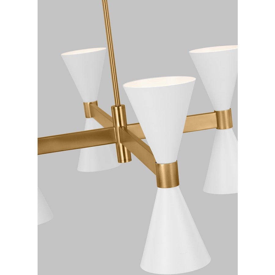 8 Light Linear Chandelier, White