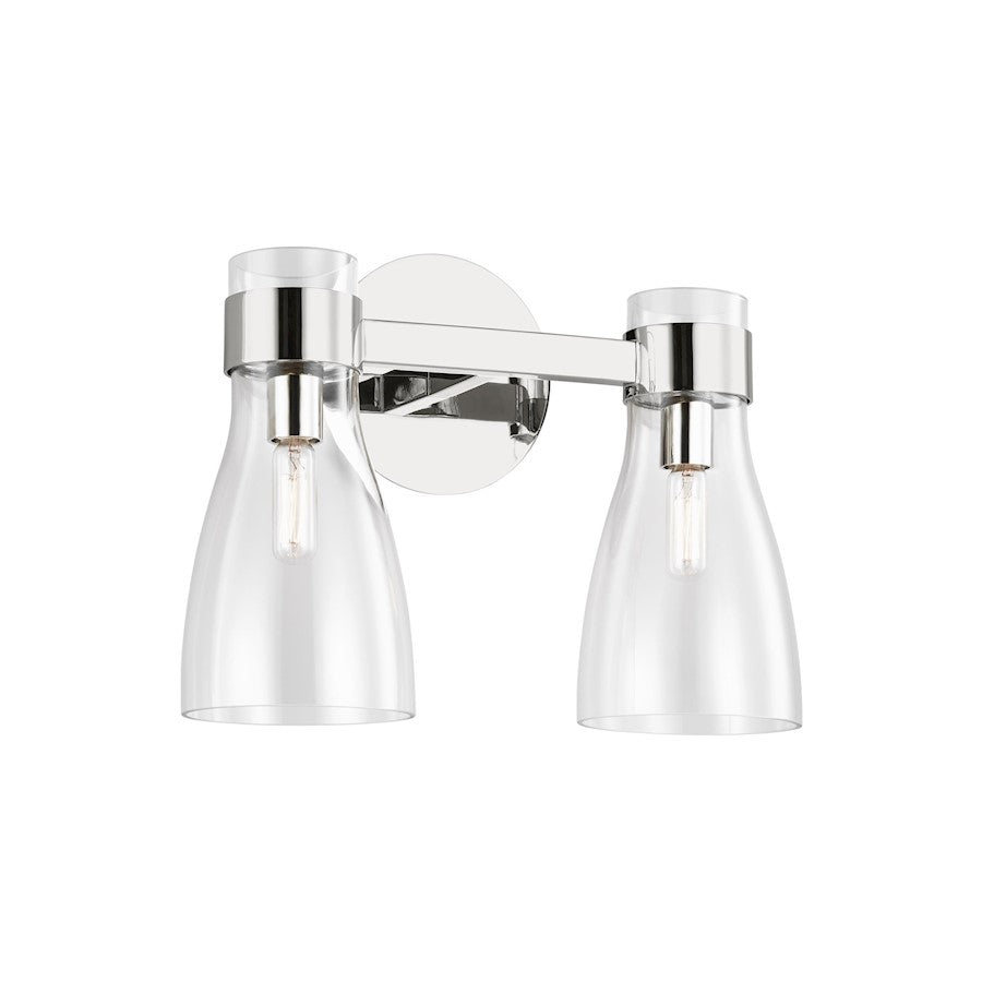 2 Light Bathroom Vanity Light, Polished Nickel