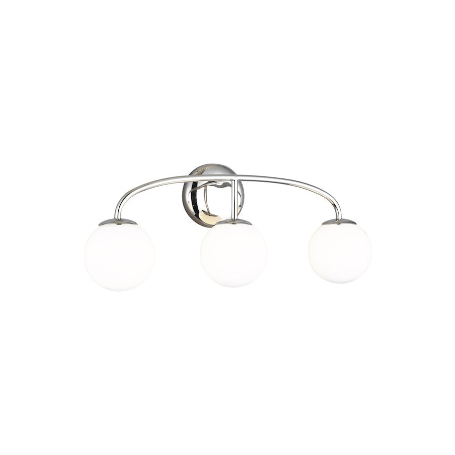 3 Light Bathroom Vanity Light, Polished Nickel