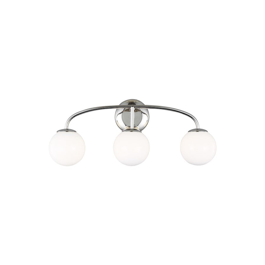 3 Light Bathroom Vanity Light, Polished Nickel