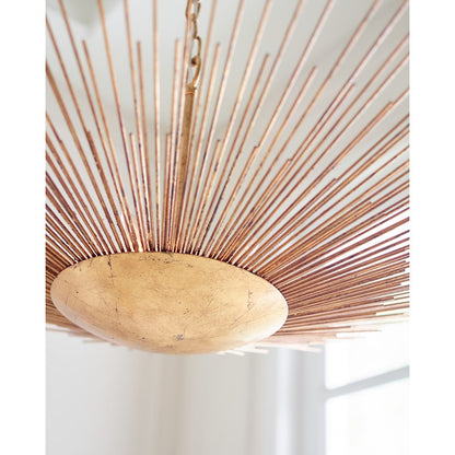 4 Light Wide Pendant, Antique Gild