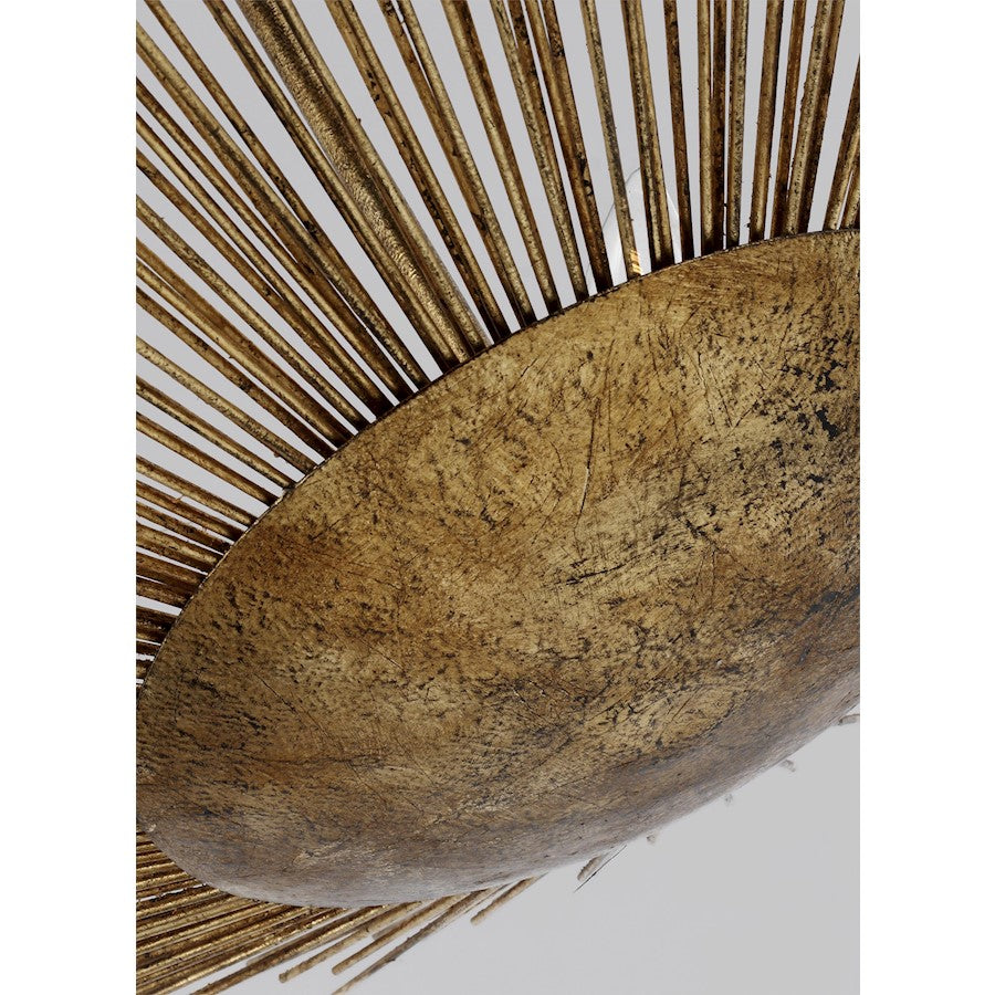 4 Light Wide Pendant, Antique Gild