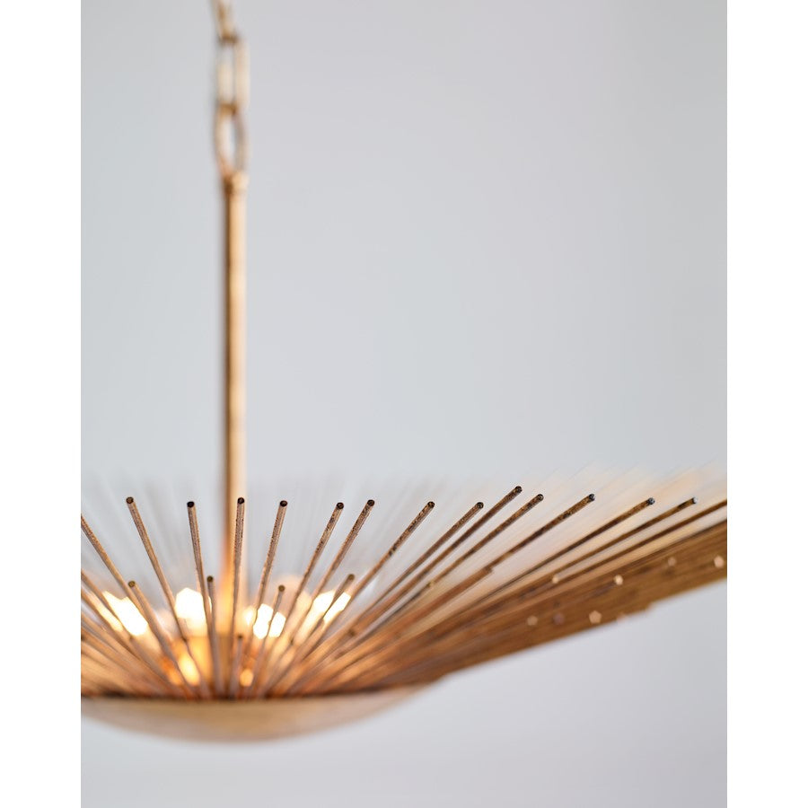 4 Light Wide Pendant, Antique Gild