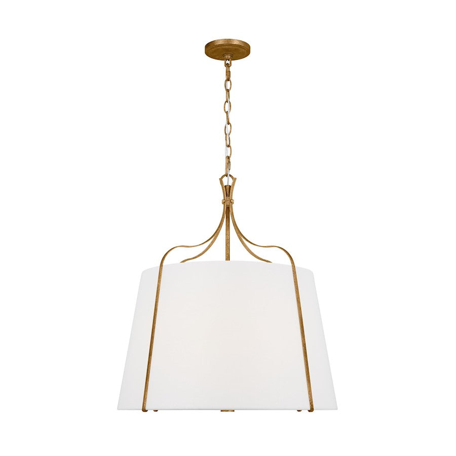 Visual Comfort Studio Leander 4 Light Hanging Shade, Ant Gild/White - AP1264ADB