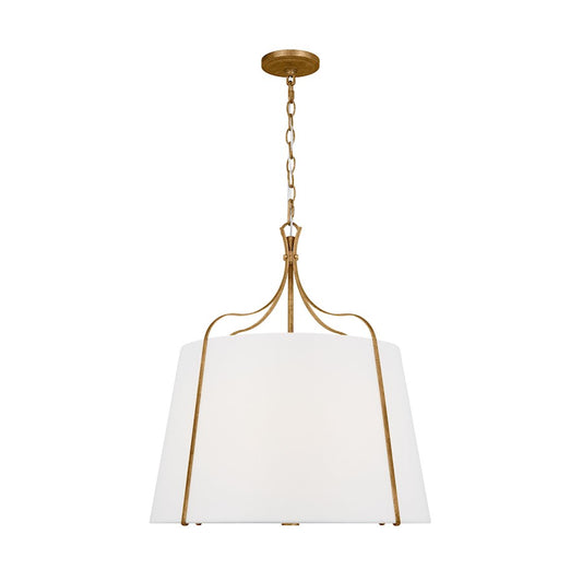 Visual Comfort Studio Leander 4 Light Hanging Shade, Ant Gild/White - AP1264ADB