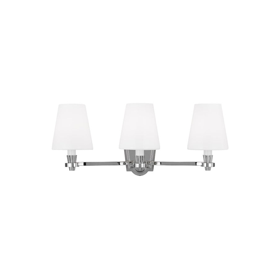 3 Light Bathroom Vanity Light, Polished Nickel