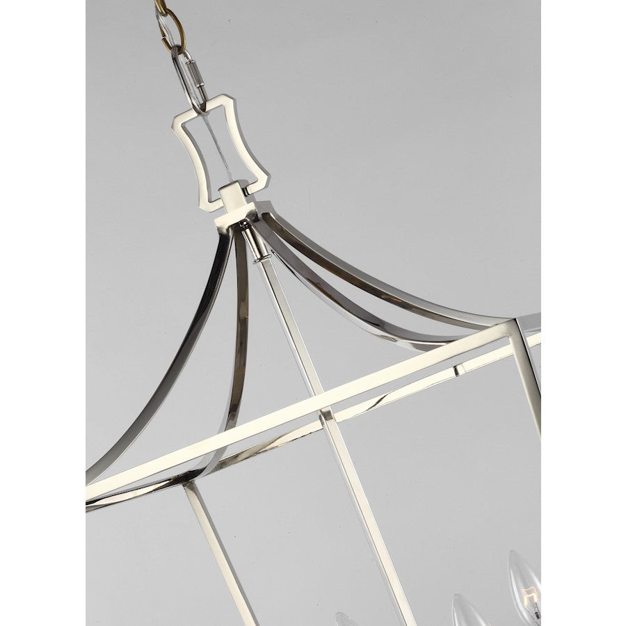 4 Light Medium Lantern, Polished Nickel