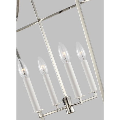 4 Light Medium Lantern, Polished Nickel