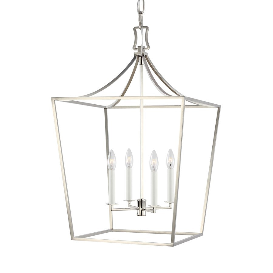 4 Light Medium Lantern, Polished Nickel