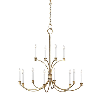 12 Light Large Chandelier, Ant Gild