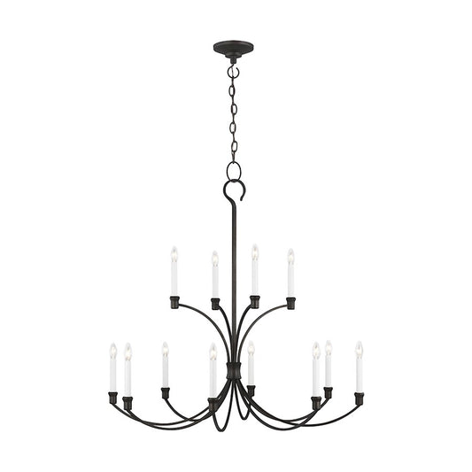 Visual Comfort Studio Westerly 12-Lt Large Chandelier, Smith Steel - CC10712SMS