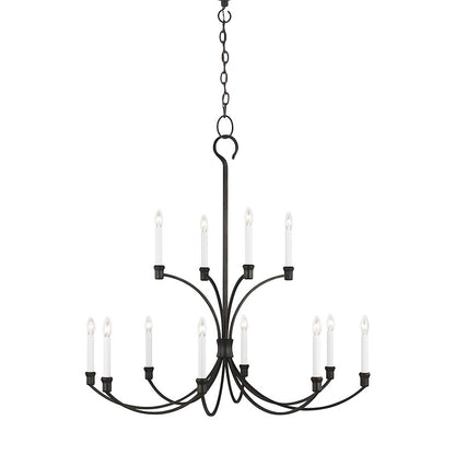 12 Light Large Chandelier, Smith Steel