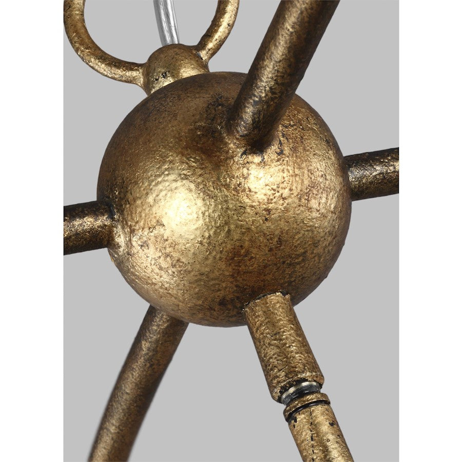 4 Light Wide Lantern, Antique Gild