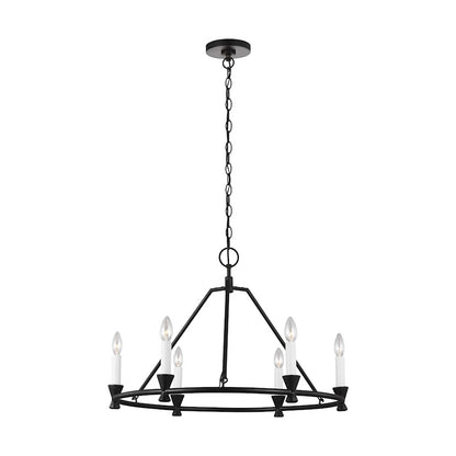 6 Light Small Chandelier, Aged Iron