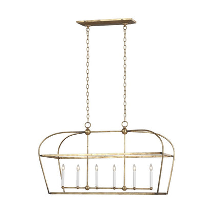6 Light Linear Lantern, Ant Gild