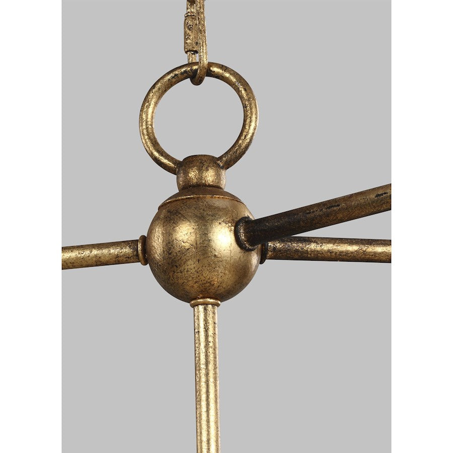 6 Light Linear Lantern, Ant Gild