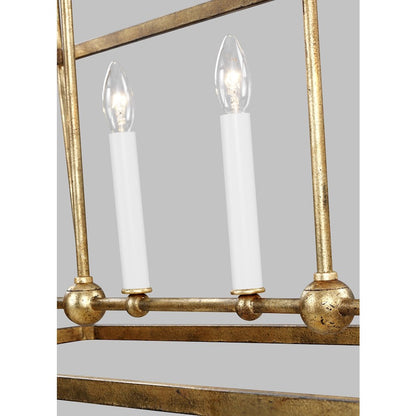 6 Light Linear Lantern, Ant Gild