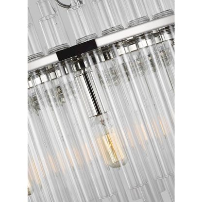 12 Light Medium Chandelier, Pol Nickel