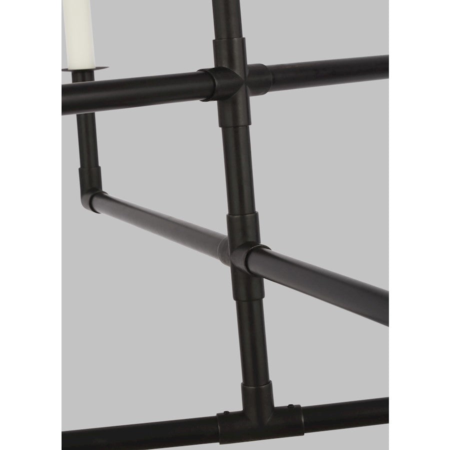 6 Light Medium Chandelier, Aged Iron