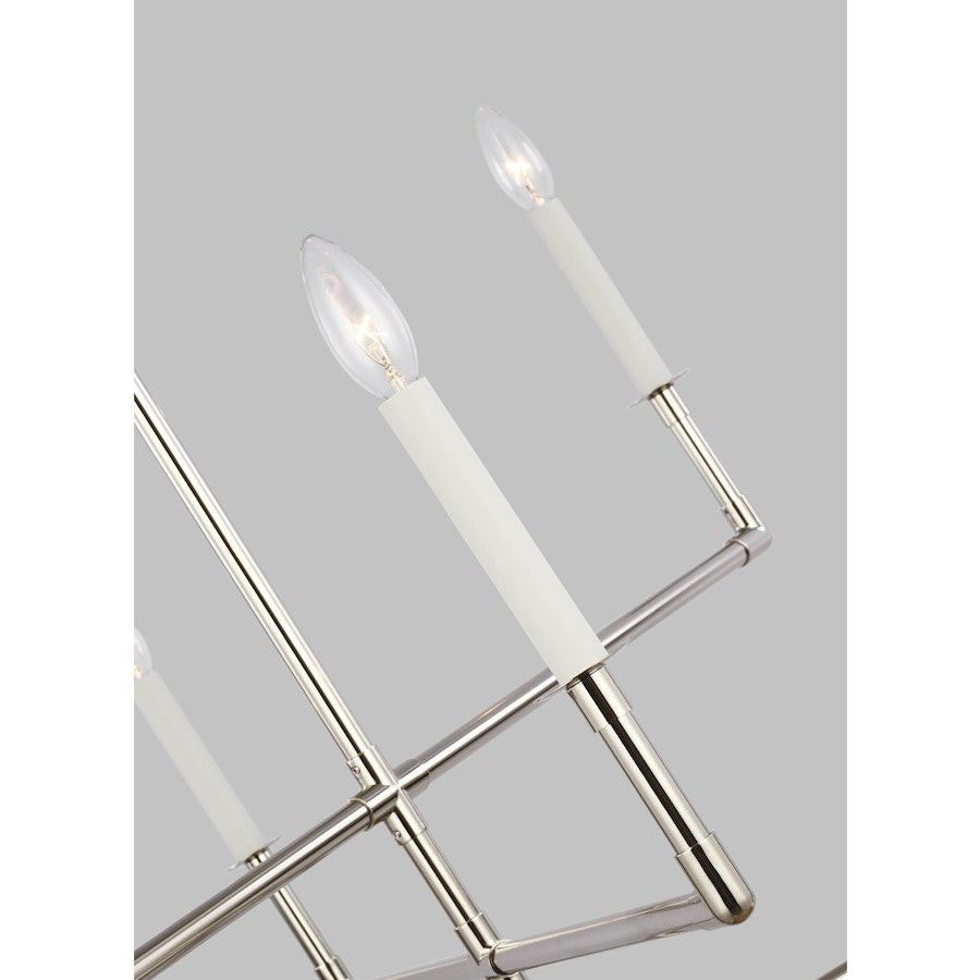 6 Light Medium Chandelier, Polished Nickel