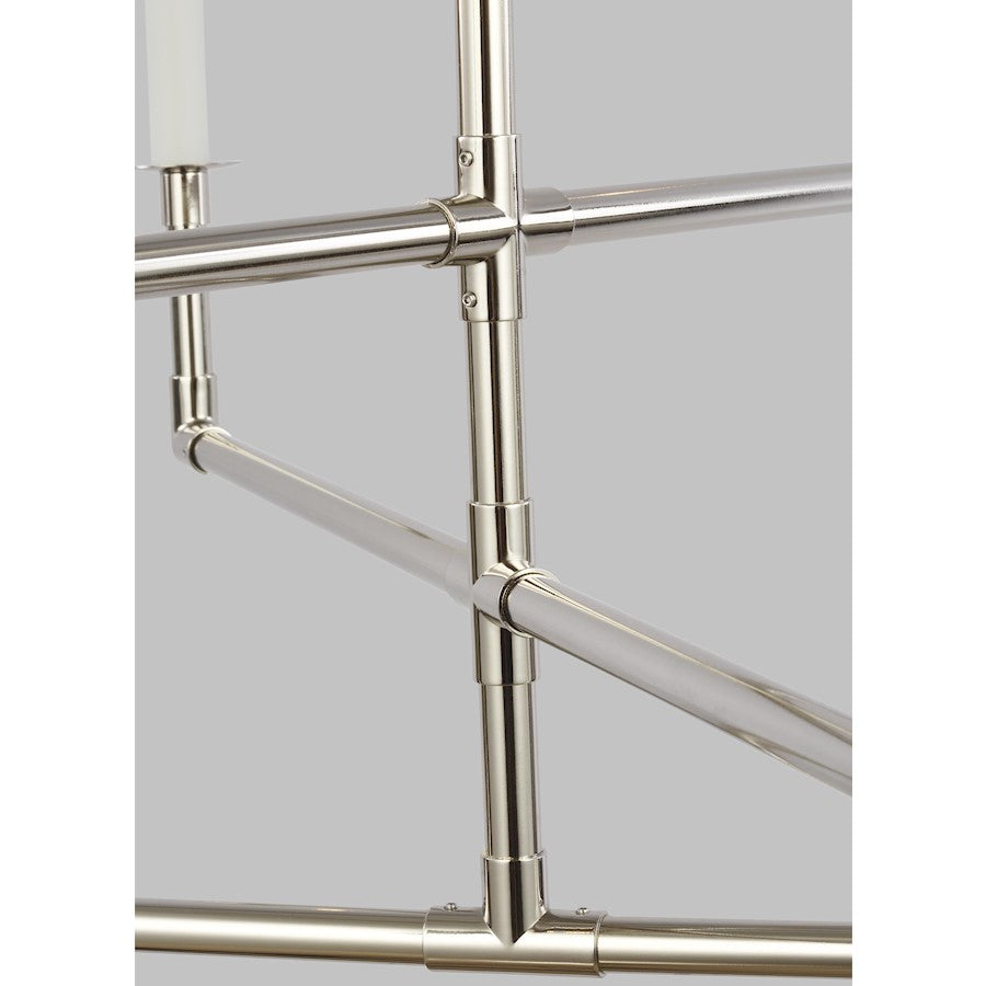 6 Light Medium Chandelier, Polished Nickel