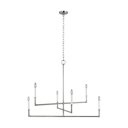 Visual Comfort Studio Bayview 6-Lt Large Chandelier, Pol Nickel - CC1356PN