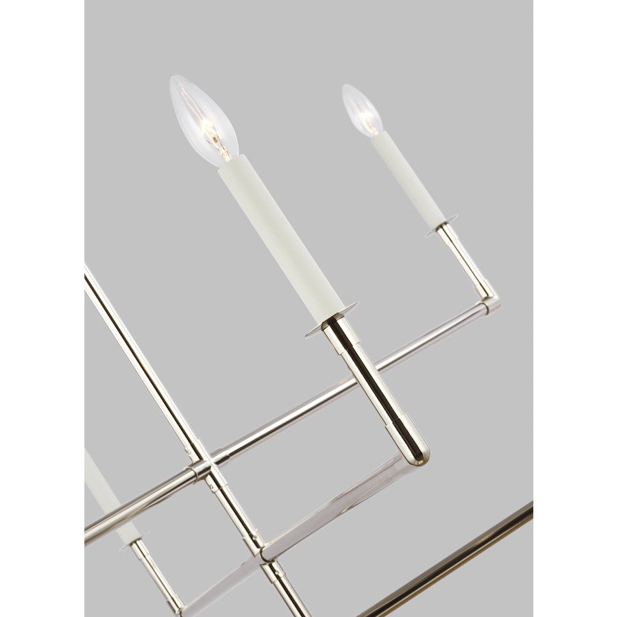 6 Light Large Chandelier, Pol Nickel