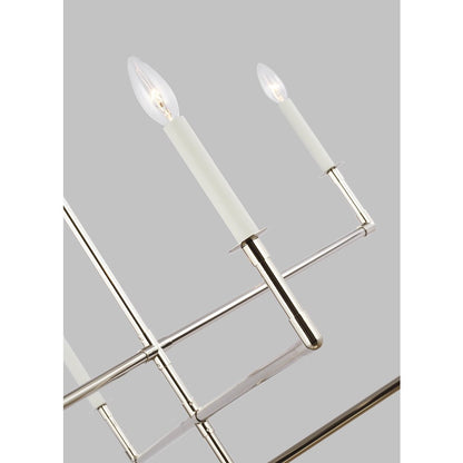 6 Light Large Chandelier, Pol Nickel