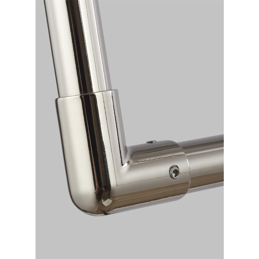 6 Light Large Chandelier, Pol Nickel