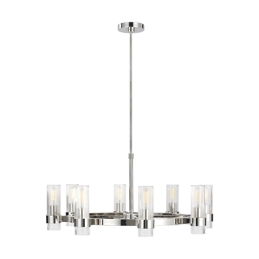 Visual Comfort Studio Geneva 8-Lt Chandelier, Pol Nickel/Clear - CC1378PN